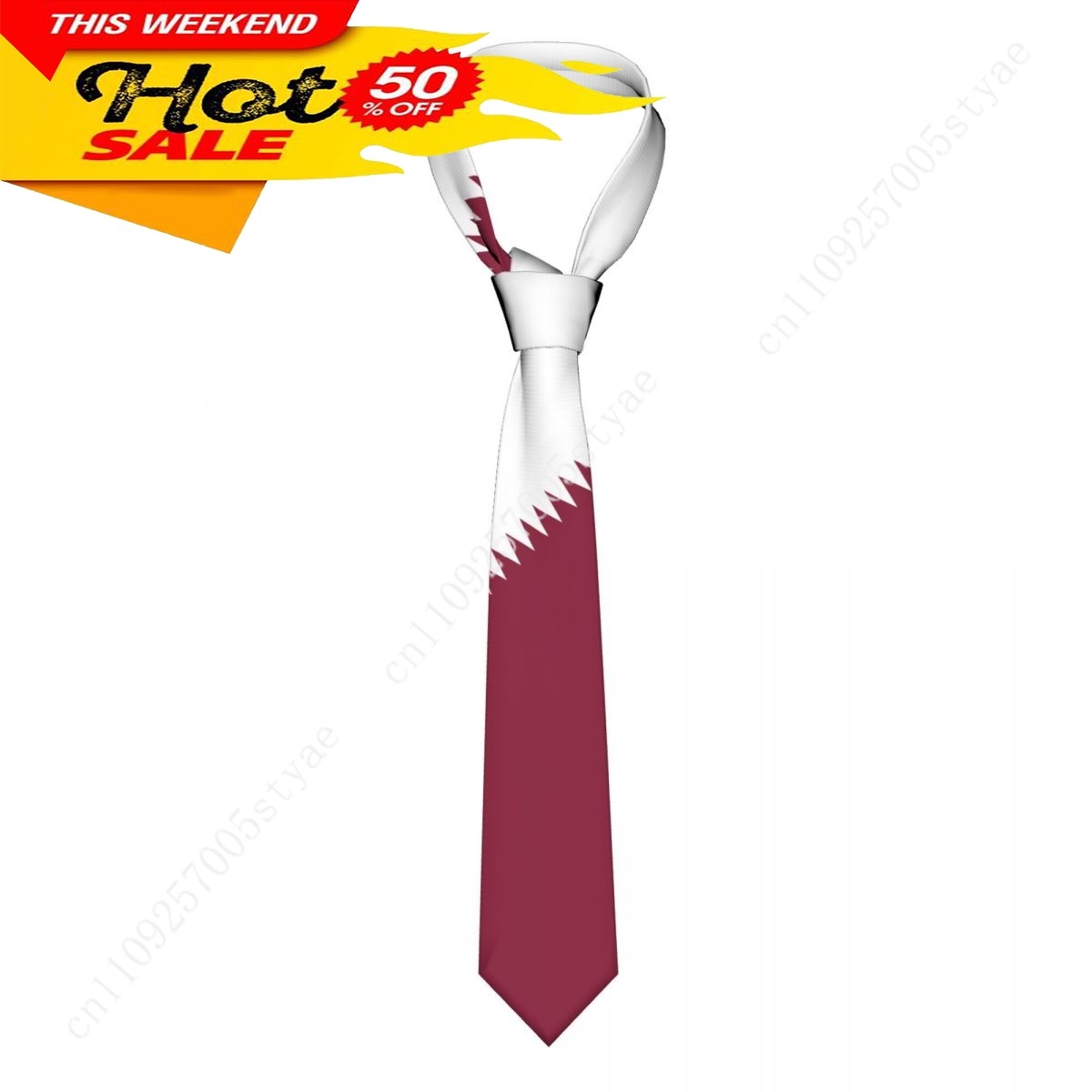 Women Fashion Qatar - Qatar Flag Tie Emblem Necktie Men