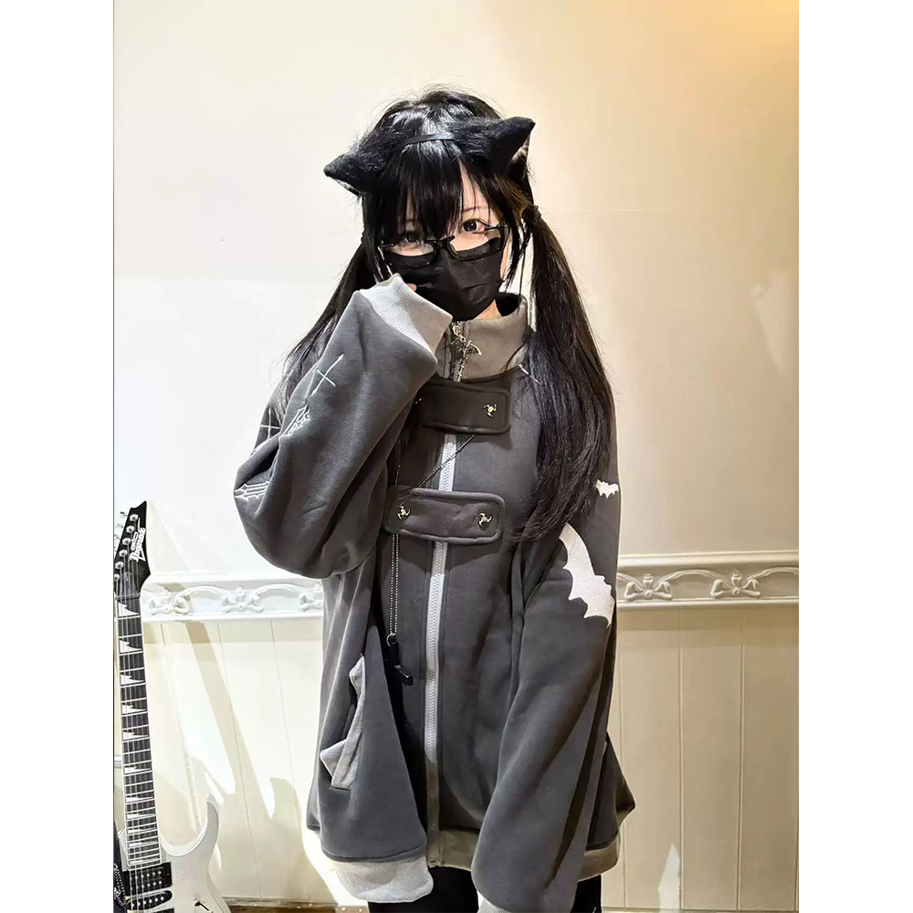 Hoodie Women Oversized - Y2K Gothic Zip Up Hoodie Women