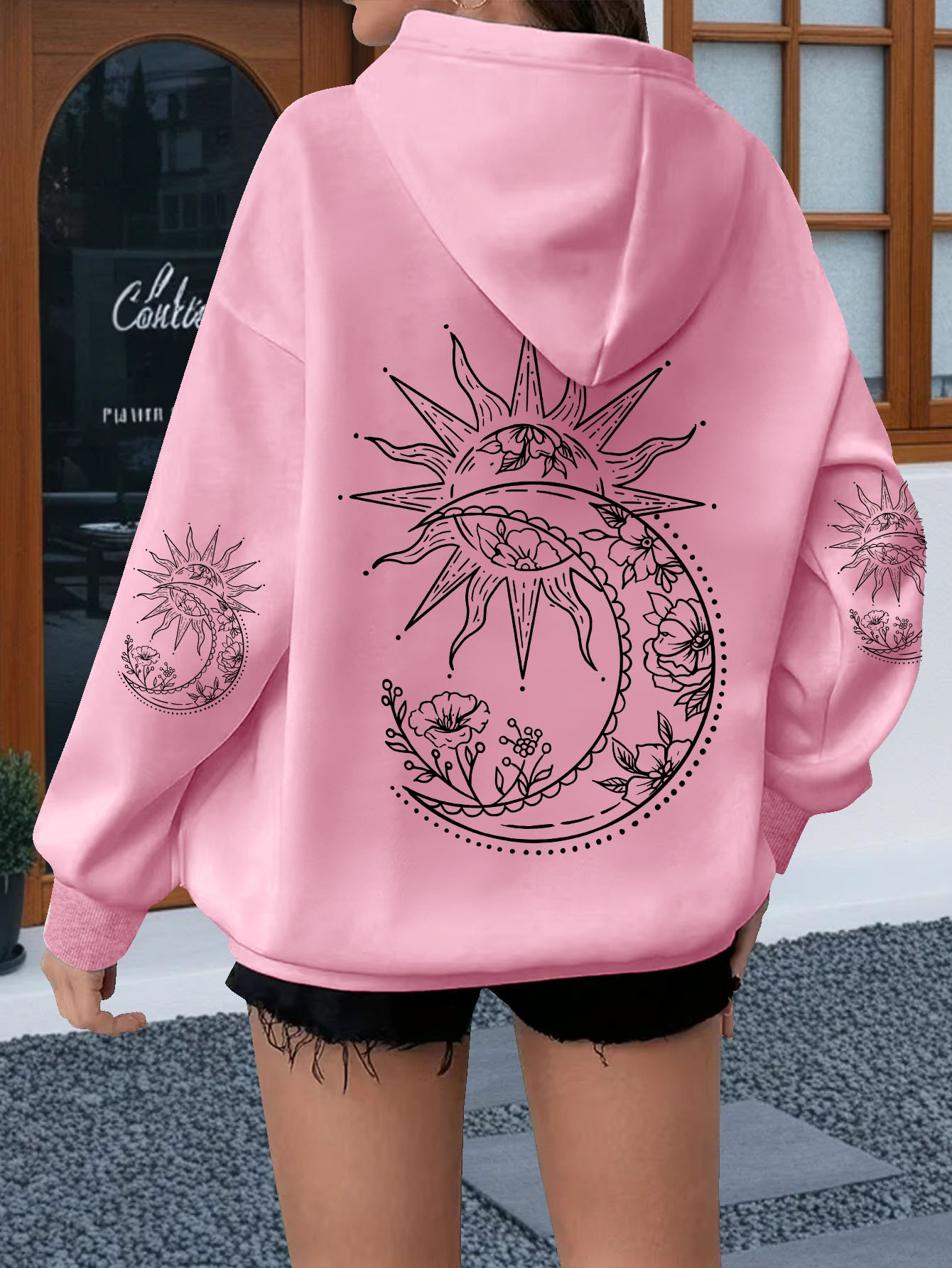 Women Flowers and The Sun Prin - огляд і ціна Hoodie Women Oversized