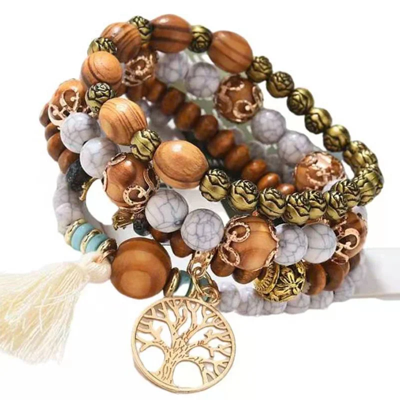 4Pcs Boho Tree Of Life Bracele - огляд і ціна Women'S Ysl Fashion