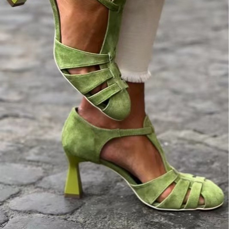 Women's Green Suede Kitten Hee - огляд і ціна Spaghetti Strap Dress