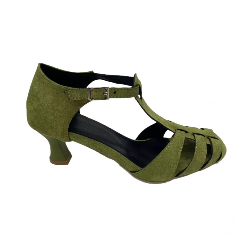 Women's Green Suede Kitten Hee - огляд і ціна Spaghetti Strap Dress