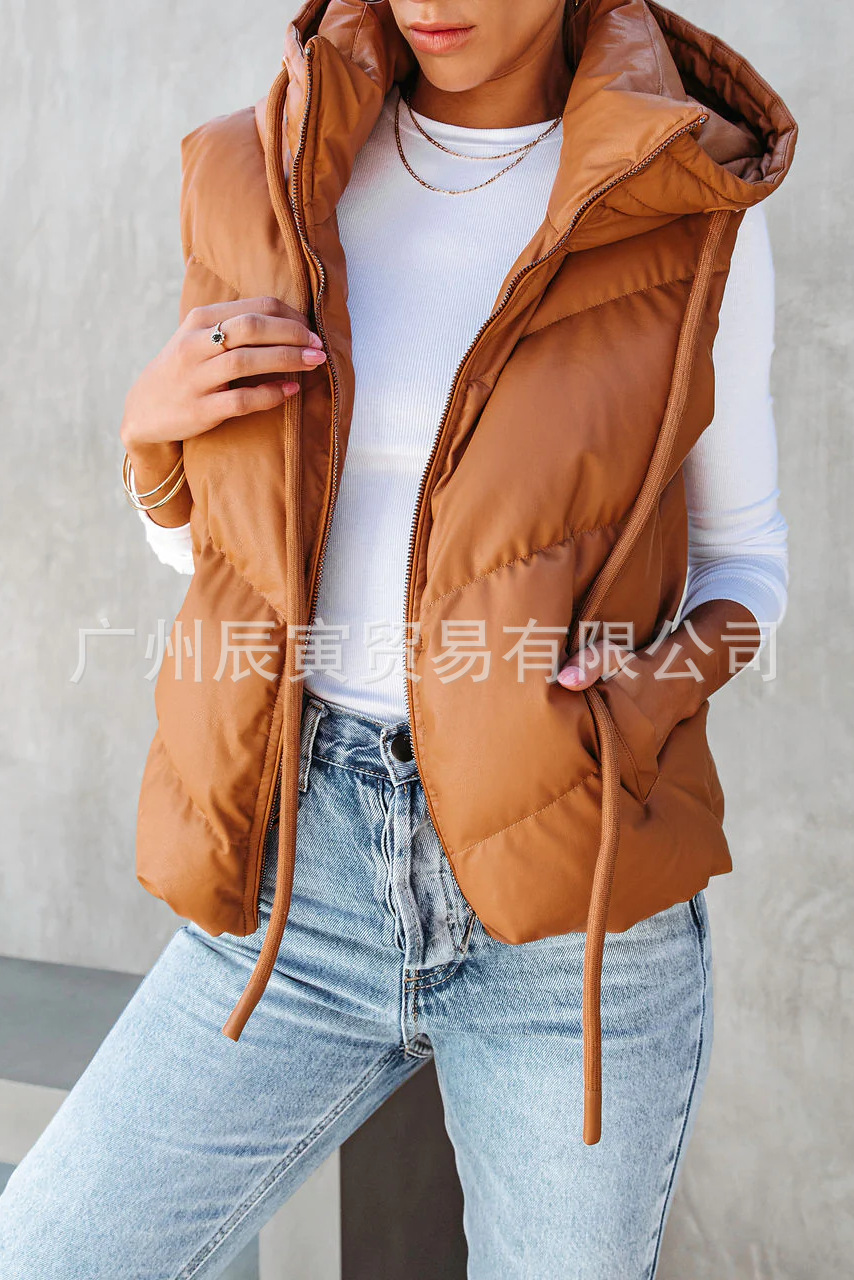 Women's Solid Color Hooded Pad - огляд і ціна Women'S Fashion Gilet