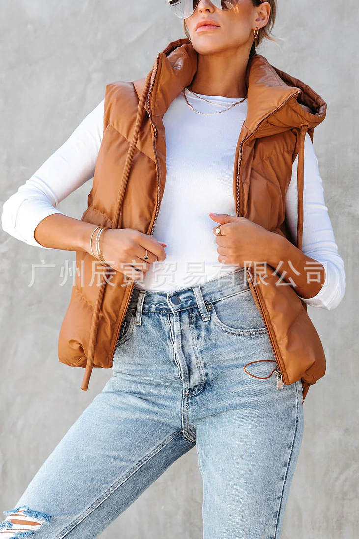 Women's Solid Color Hooded Pad - огляд і ціна Women'S Fashion Gilet