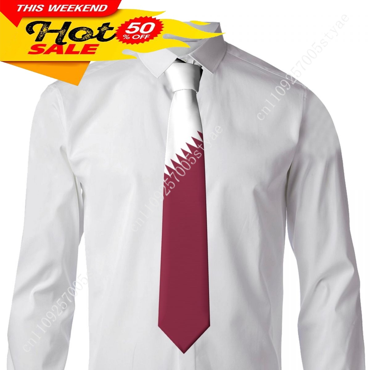 Qatar Flag Tie Emblem Necktie  - огляд і ціна Women Fashion Qatar