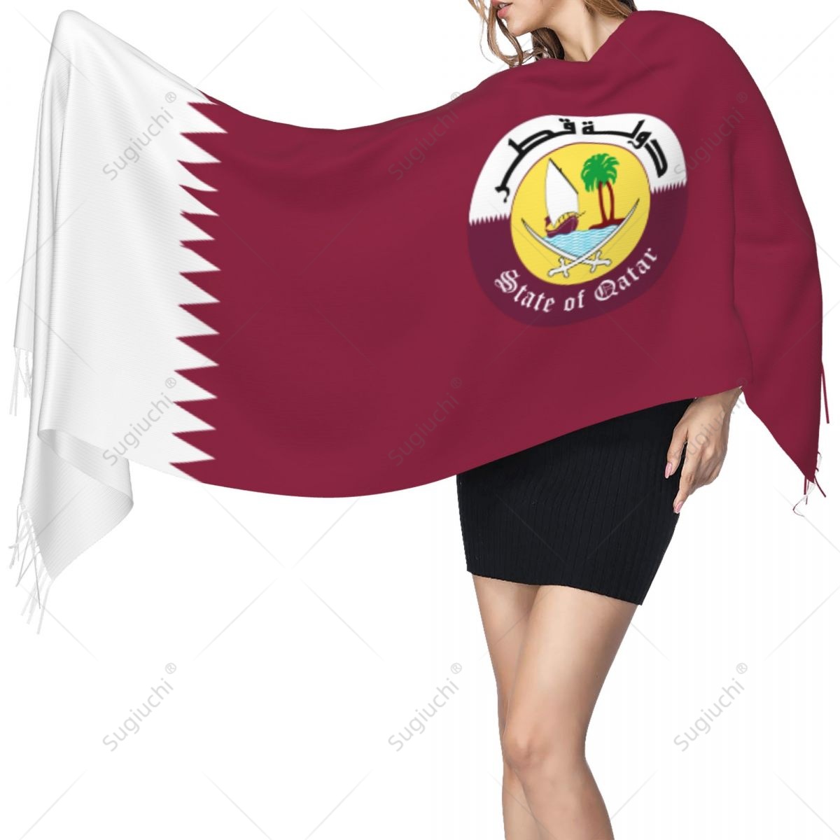 Qatar Emblem Flag Scarf Pashmi - огляд і ціна Women Fashion Qatar