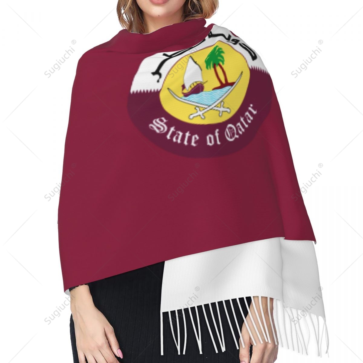 Qatar Emblem Flag Scarf Pashmi - огляд і ціна Women Fashion Qatar