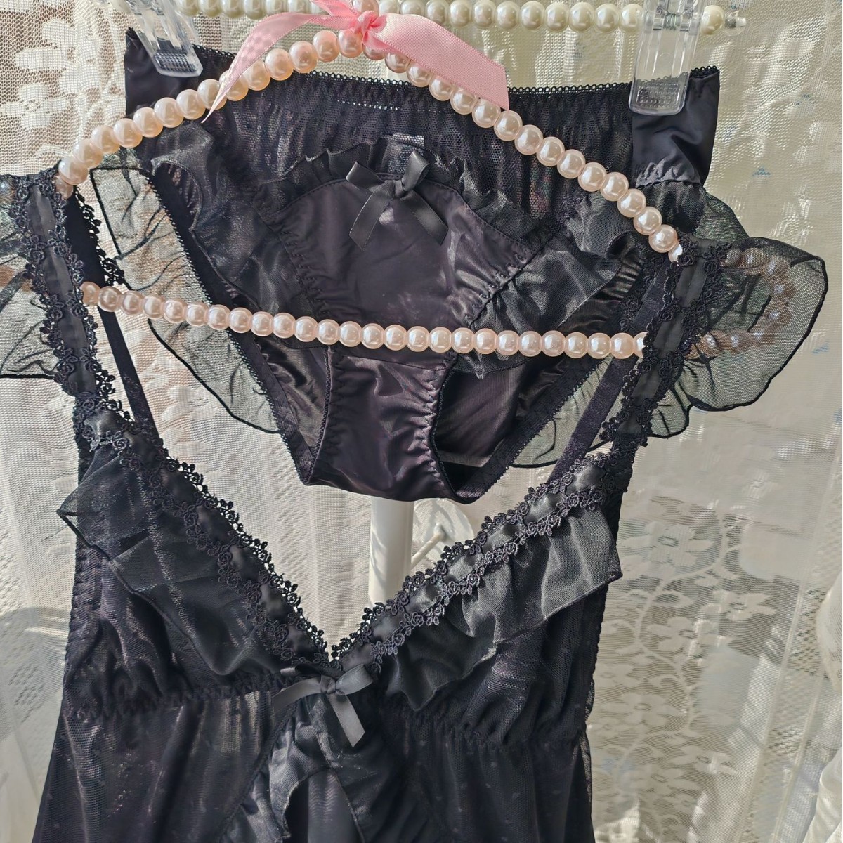 Women Black Ice Silk Nightgown - огляд і ціна Spaghetti Strap Dress